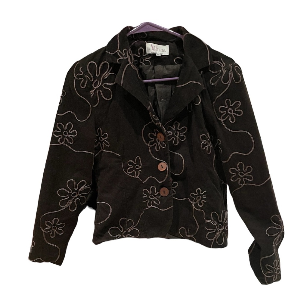 Y2K Armand Thiery Size 38 y2k floral brown long sleeve lizzie mcguire jacket